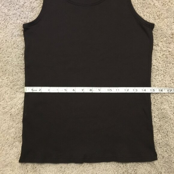 100% Cotton Dark Brown Soft Vertical Ribbed Tank Top - Picture 13 of 15